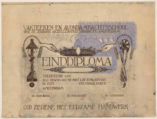 Design for a diploma of the Drawing and Evening Trade School of the St. Joseph Companions Association in Amsterdam