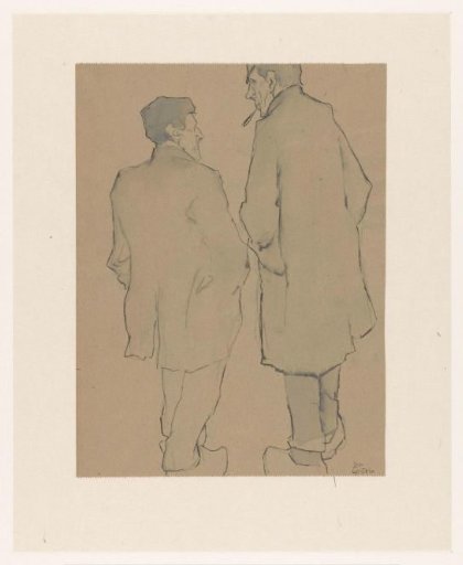 Two walking farmers in conversation