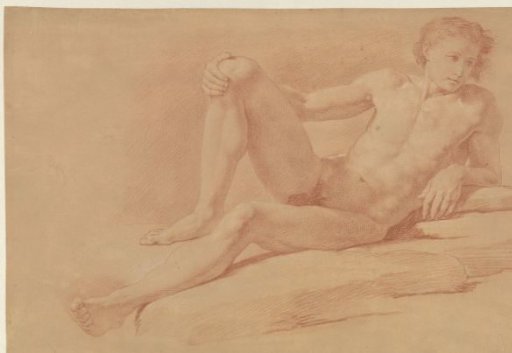 Study of a half-lying, half-sitting boy