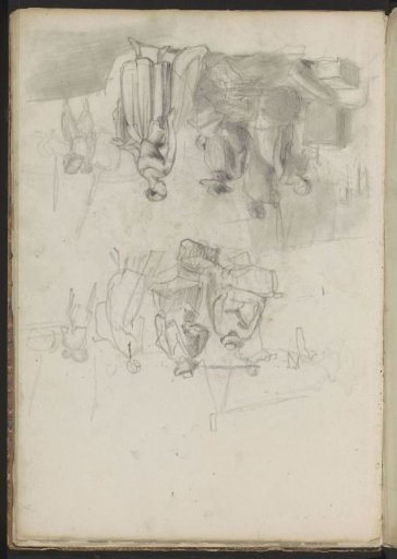 Figures at a transshipment place at a quay