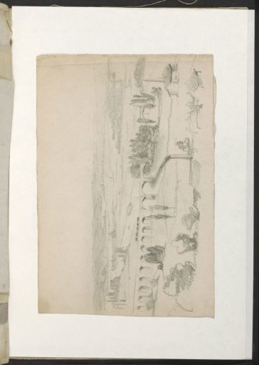 Landscape with a bridge over a river