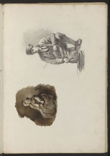 Kneeling Man and a Mother and Daughter in an Interior