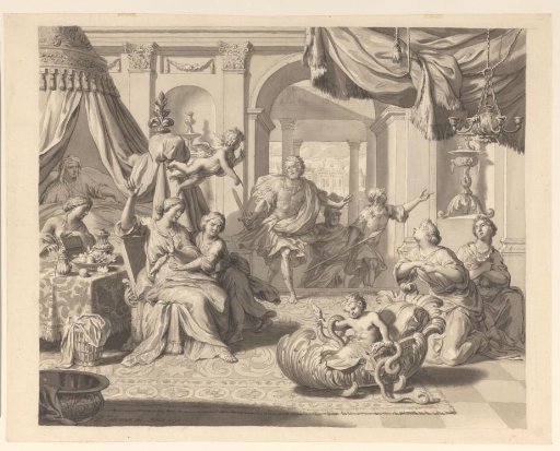 The young Hercules strangling the snakes sent by Hera in his cradle