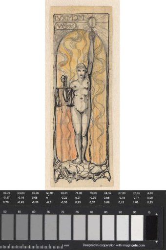 Nude woman with mirror and scales
