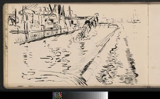 Dredging machine in a canal