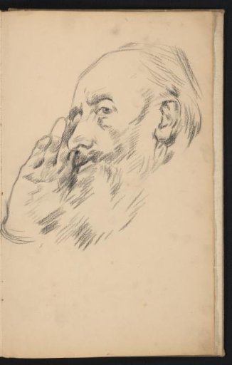 Portrait of a man holding his right index finger to his eye