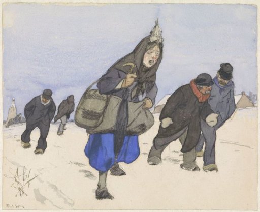 War refugees in the snow