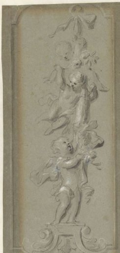 Design for a wall covering with three putti