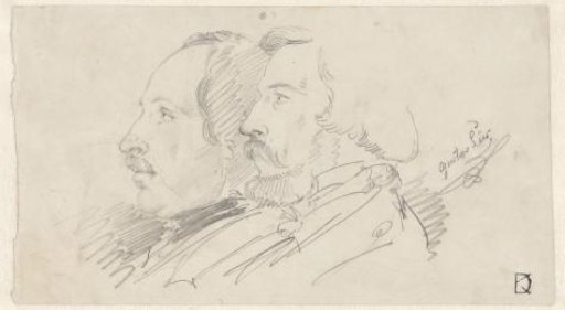 Portraits of two men, in profile to the left, the man on the right is painter and writer Gustav Süs