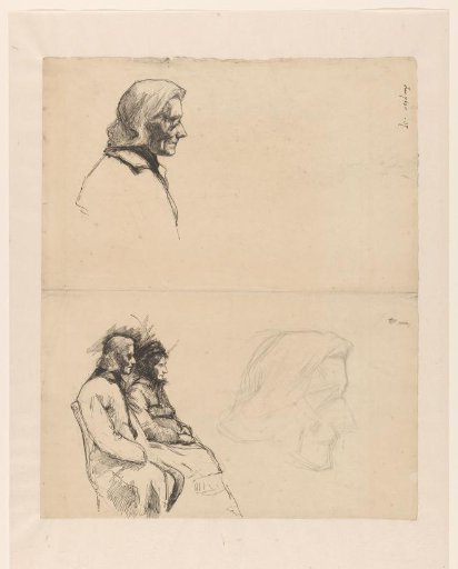 Head of a Blind Man and a Sitting Man and Woman
