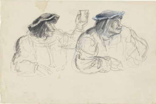 Two men with a cap, one with a raised glass