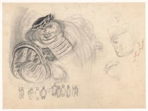 Giant, small figures and three faces