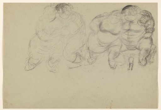 Four giants and a small figure
