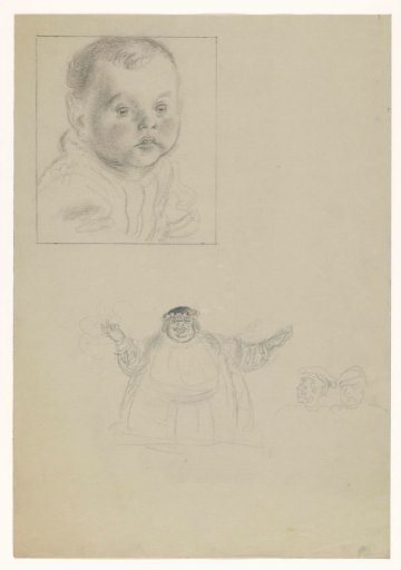 Baby in a frame and under several figures