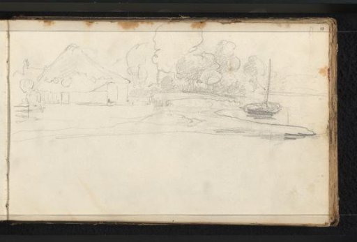 Farmhouse with trees and a boat