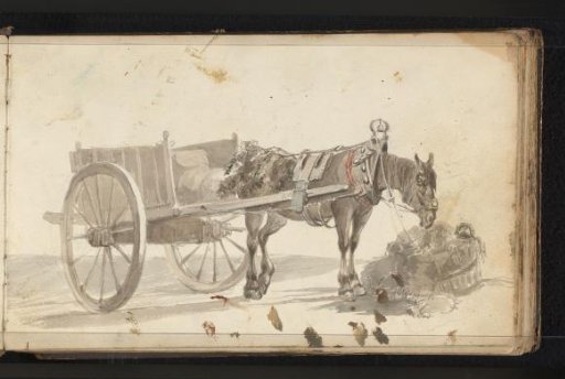 Horse Harnessed to a Cart