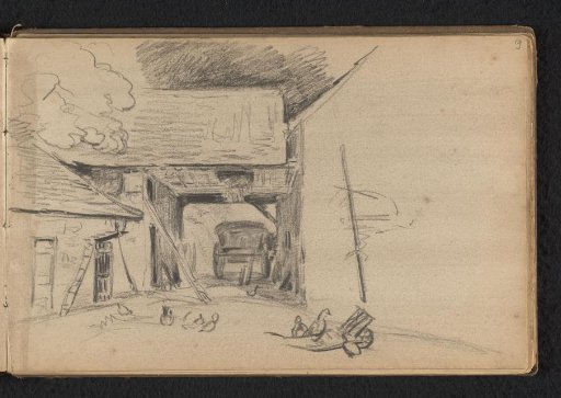 Farm barn with cart