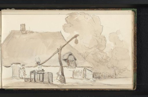 Farmhouse with a water pump