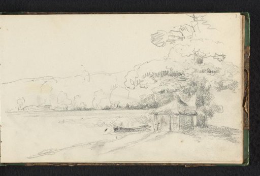 Landscape with a hut by a river