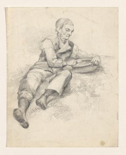 Reclining man with round pot