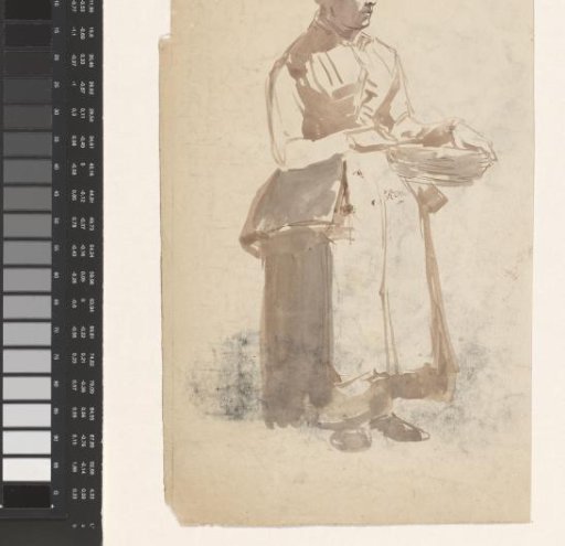 Standing woman with cap and basket