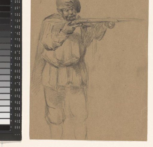 Standing man with cap and rifle