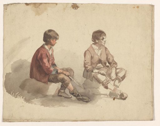 Two studies of a seated boy