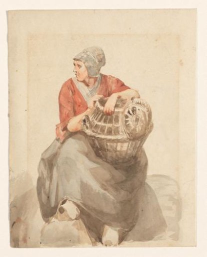 Seated woman with basket