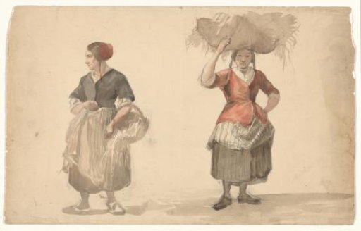 Studies of two standing female figures