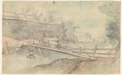 A tree trunk as a small bridge over a river