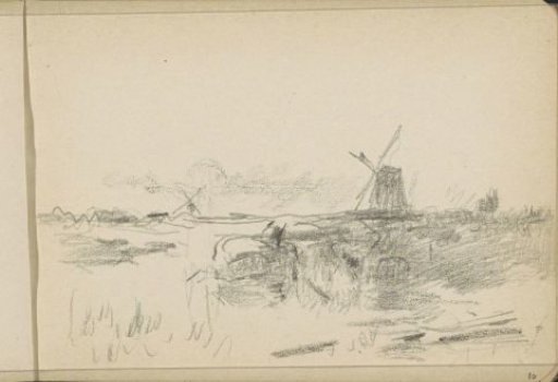 River landscape with mills