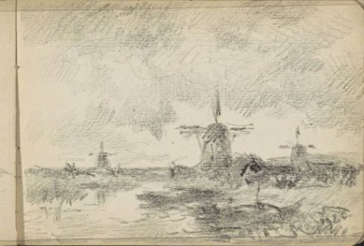 River landscape with mills