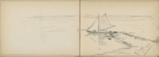 Sailing boat near a storm breaker