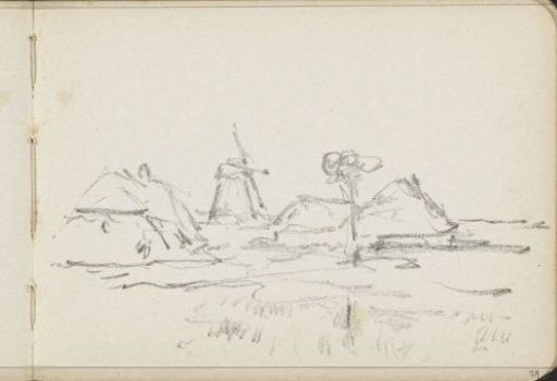 Landscape with farmhouses and a mill