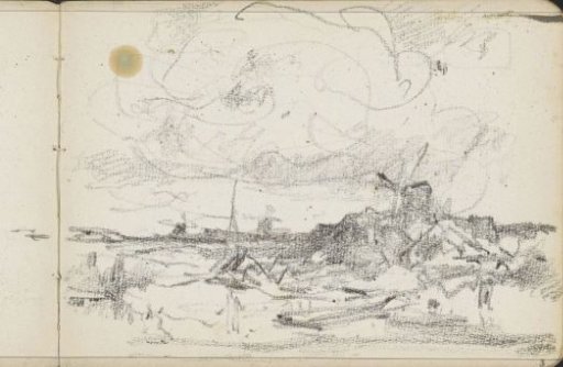 River landscape with windmills