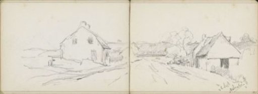 Houses on both sides of a country road at Arkel