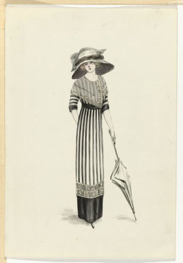 Woman in a Black-and-White Striped Dress