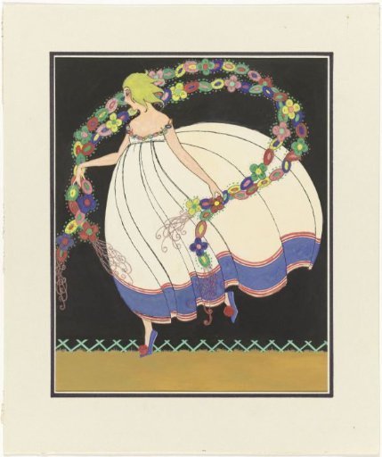Woman in a Wide Dress, Garland in Her Hands