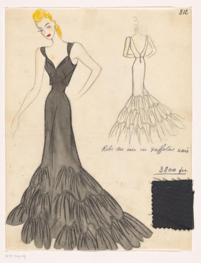 Evening Gown of Black Taffeta