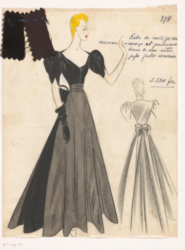 Processional Gown of Brown: Bodice and Back Panels of Satin, Skirt of Brown Faille