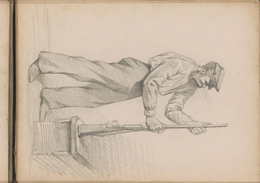 Man with a long-barreled rifle