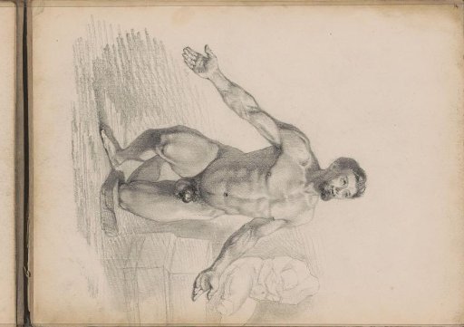 Kneeling male nude model