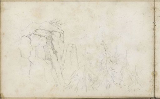 Rocks and coniferous trees