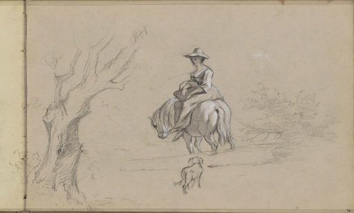 Path with a woman on horseback