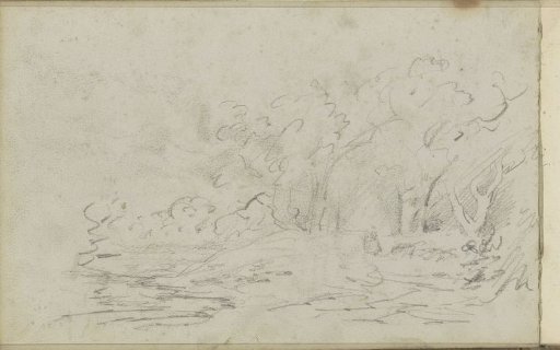 Figure on a forest path along a stream