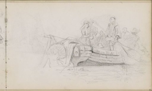 Figures in a rowing boat on the water