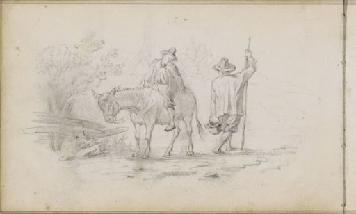 Walker and a Man on a Donkey Crossing on a Path