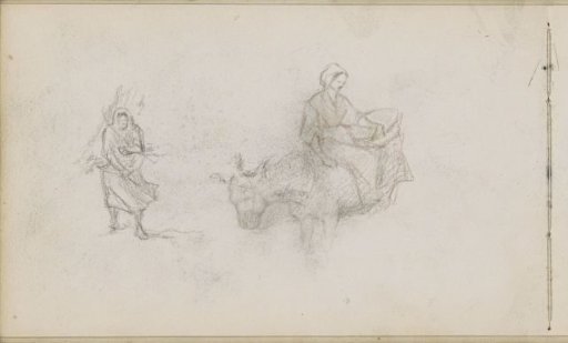 Wood Gatherer and a Woman on a Donkey