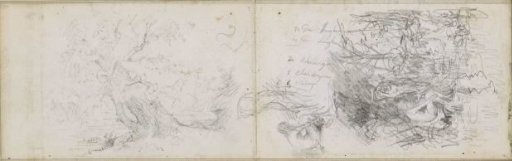 Study sheet with a tree and seated nude figures
