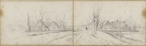 Figure on a dike beside a pond
